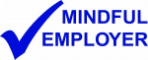 The Mindful Employer logo with blue text and a blue tick.